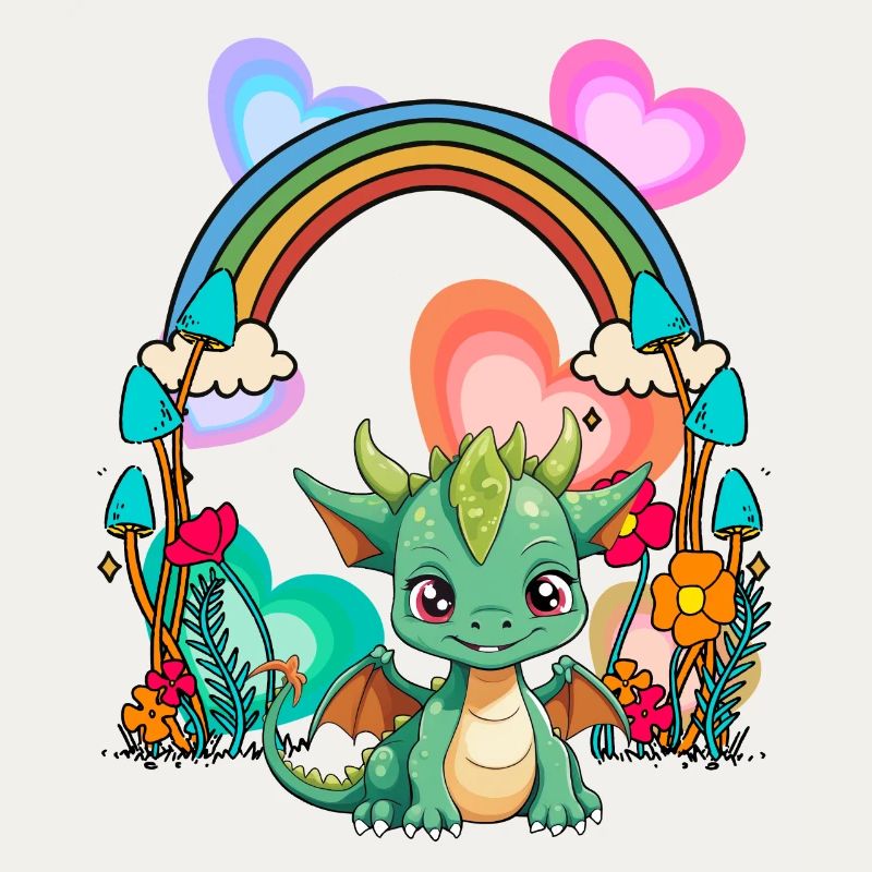 Rainbow Dragon Dragon Mythical Creature Child
