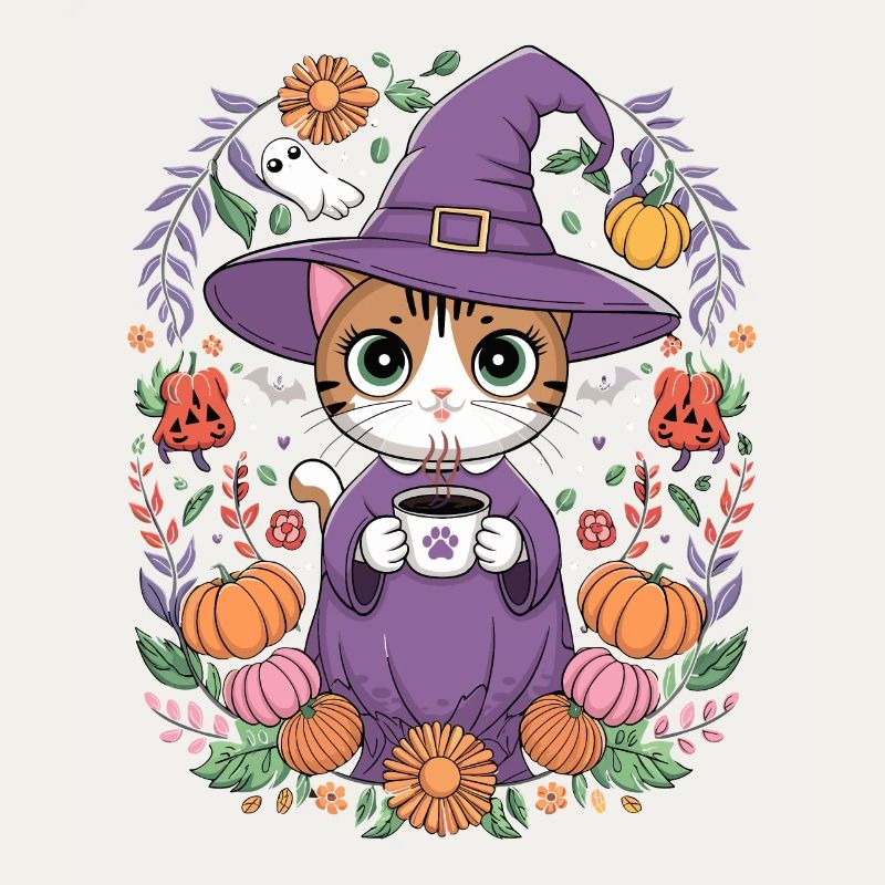 Sort d'Halloween de sorcière de chaton
