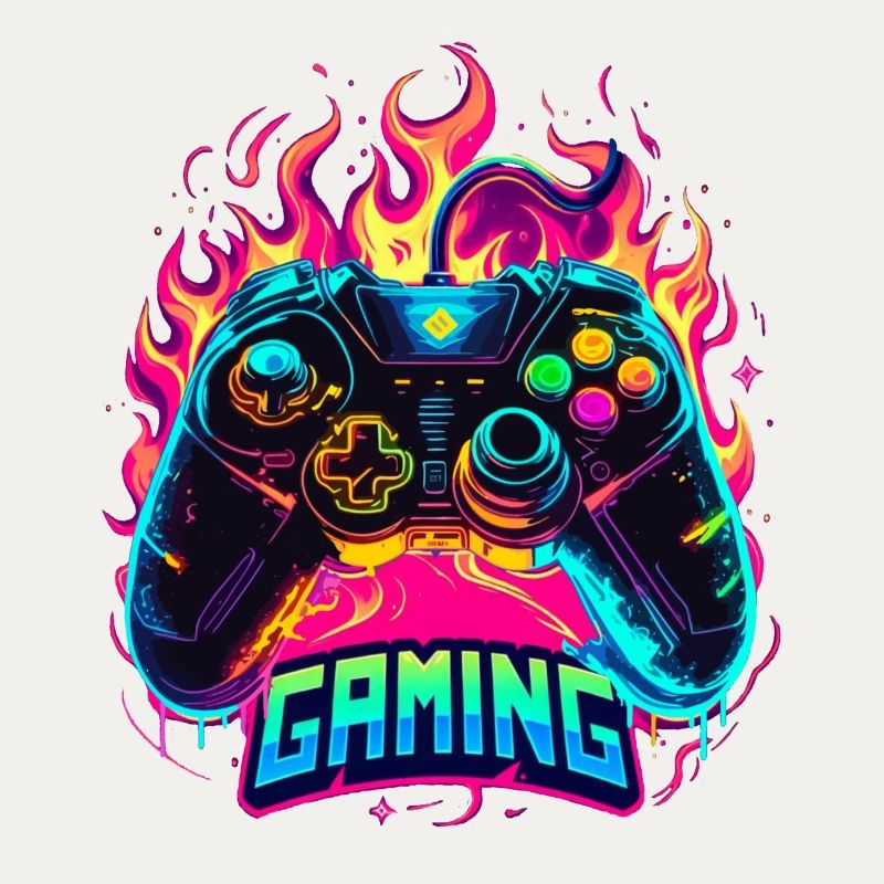 Gaming Controller Flames Art
