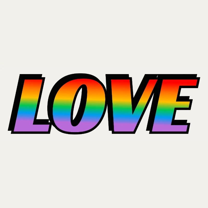 Rainbow text LOVE LGBT Pride Month