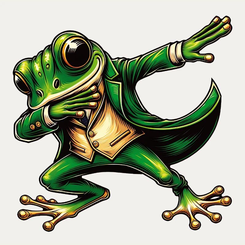 funny green dancing frog