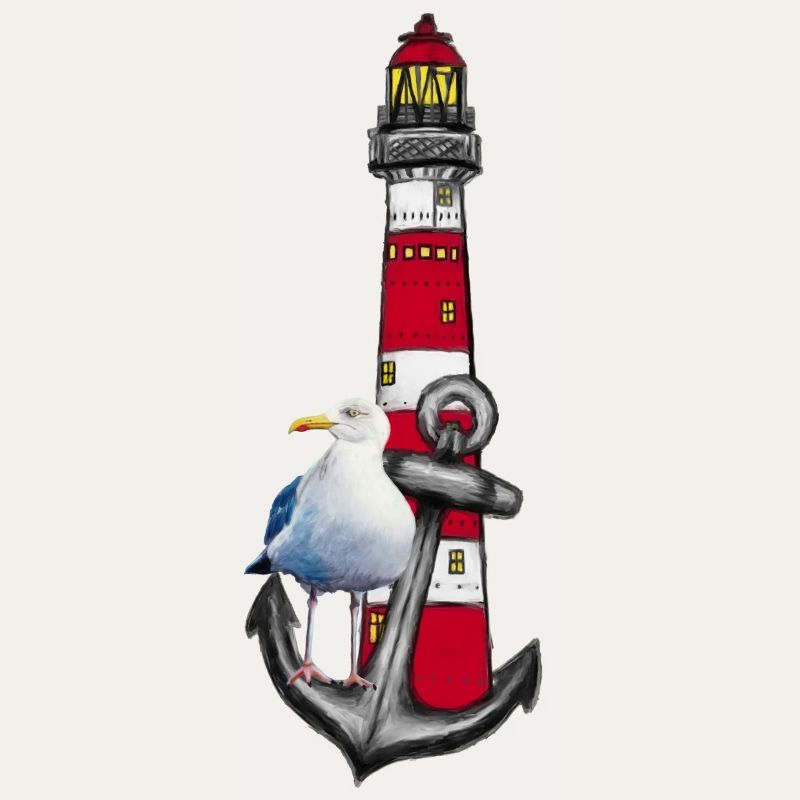 Lighthouse Beach Bird Graphic Anchor