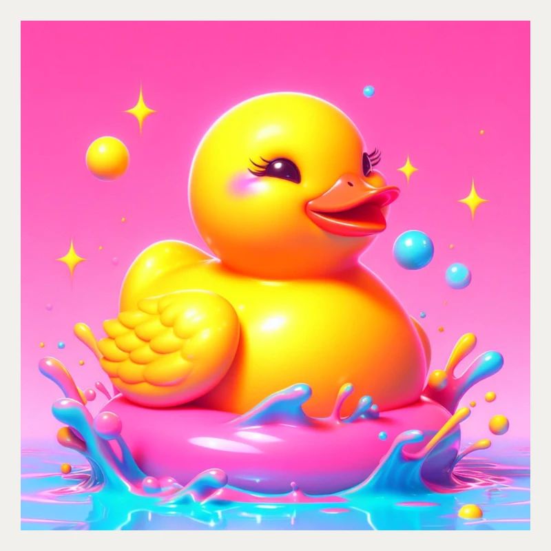 Bade Ente 3D Hyperrealistisch in Risographie