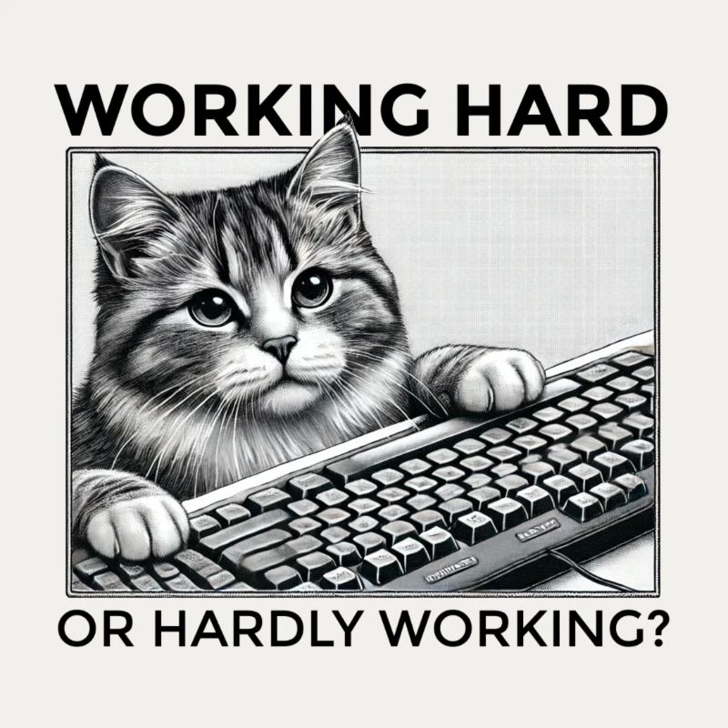 Humorous Keyboard Cat: Working Hard or Hardly Work
