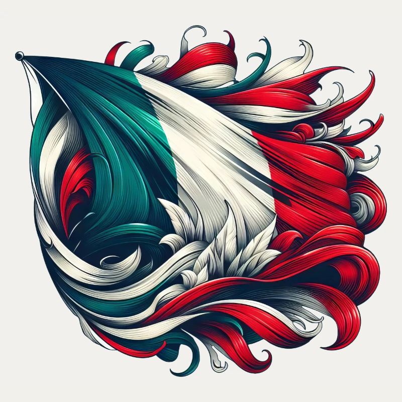 Drapeau italien Fleurs Drapeau français