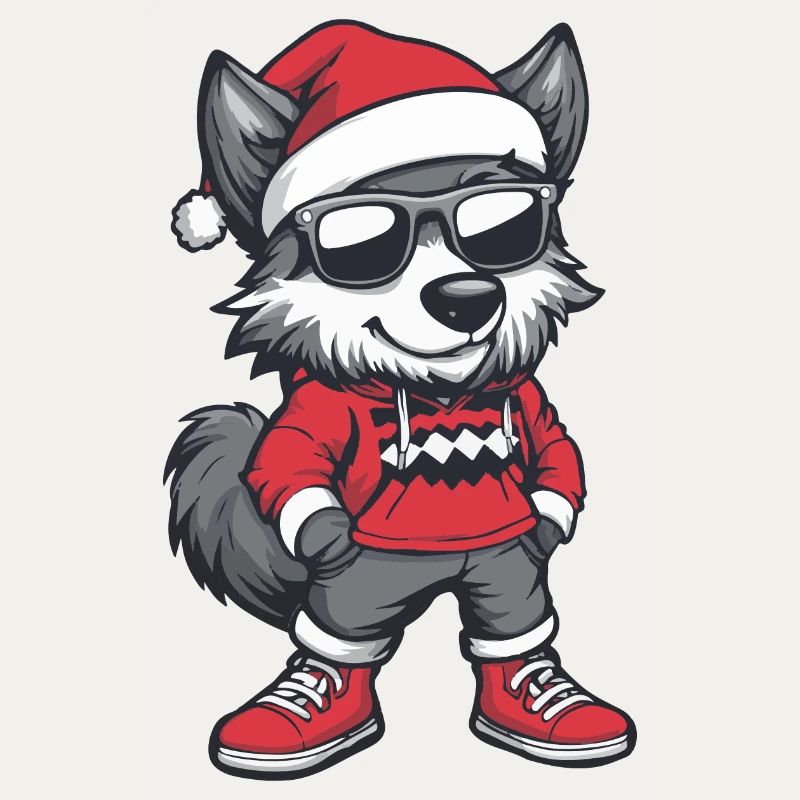 Wolf Weihnachten Comic Cool