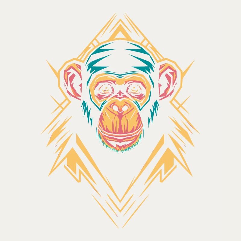 Monkey Head with Geometric Shapes