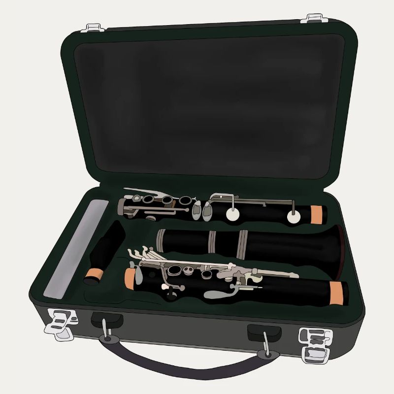 Clarinet Disassembled Inside a Suitcase