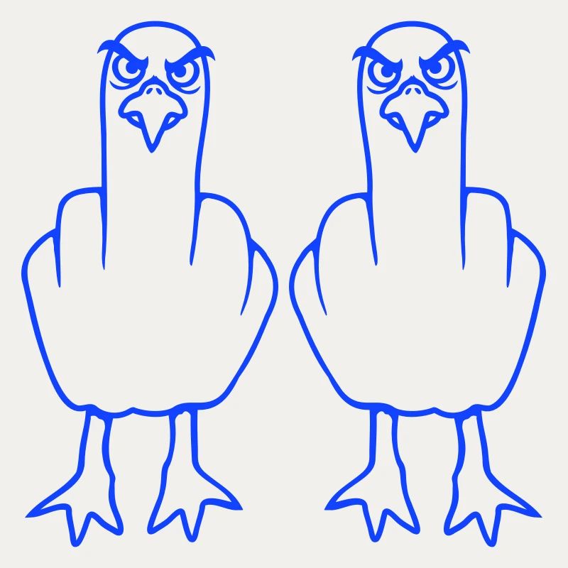 2 Möwen Mittelfinger Beleidigung Stinkefinger Team