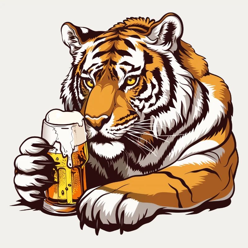 Cute Tiger Drinking Beer 2