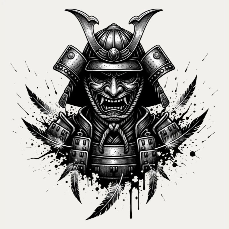 Dämonischer Samurai Helm Print