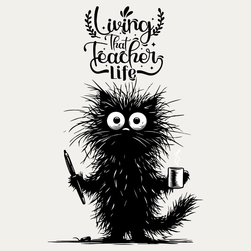 Chat Café Caféine Professeur École Enseigner Plaisir