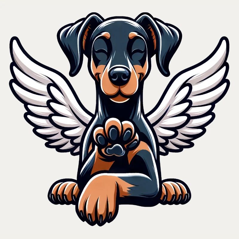 Ange doberman mignon avec des ailes Design