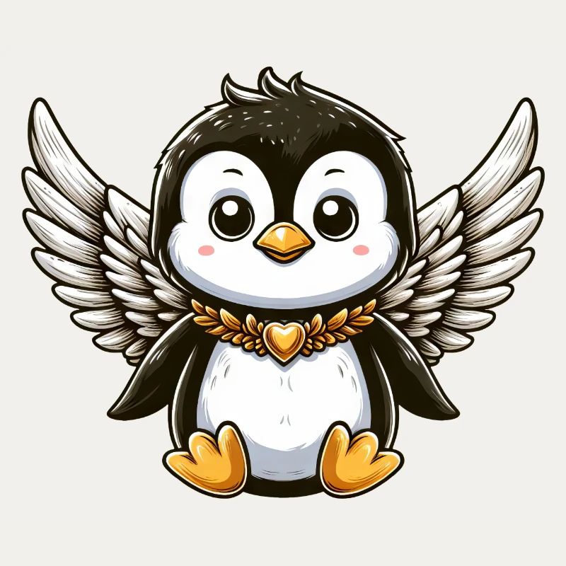 Süßer Pinguin Engel Comic Design