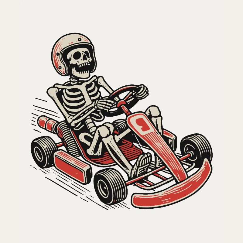 Funny Skeleton Go-Kart Driver Adventure