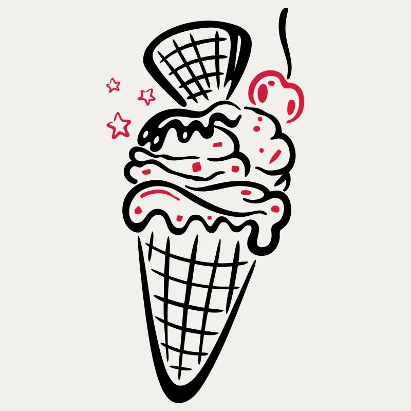 Eis, ice, Eiswaffel mit Kirsche