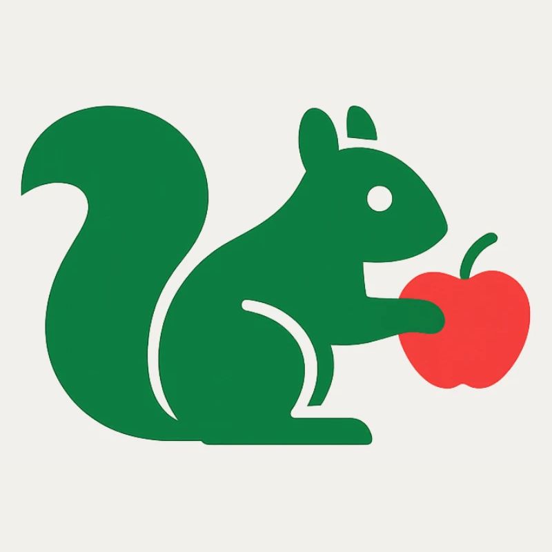 Grünes Eichhörnchen mit Apfel