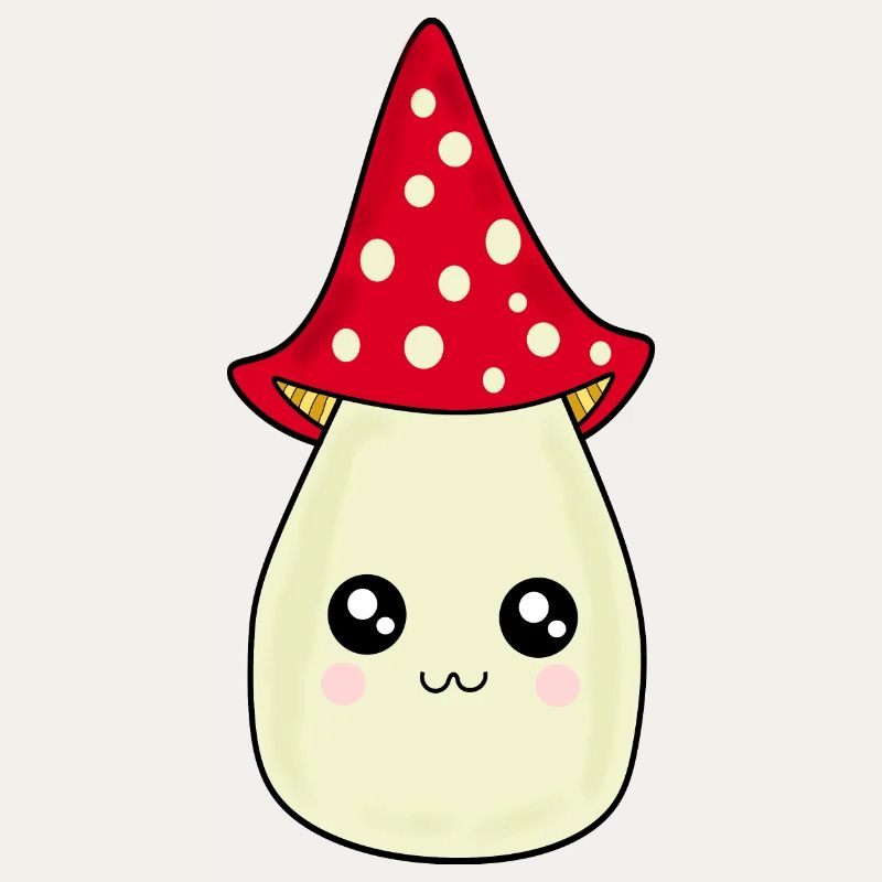 Kawaii champignon Toadstool mignon rouge avec visage