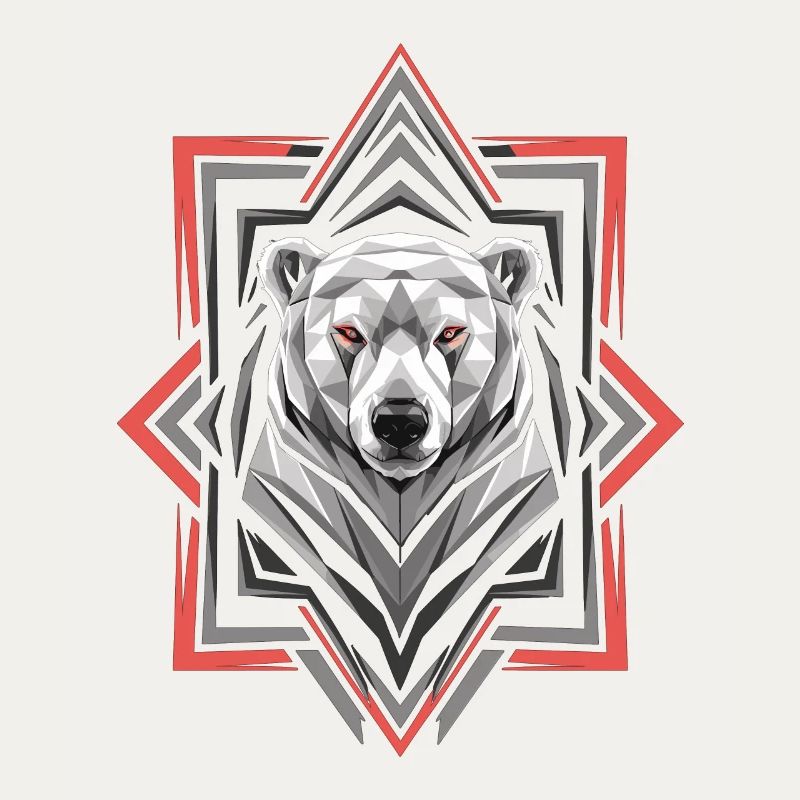Geometrischer Eisbär Kopf Kunstwerk