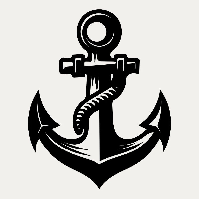Anchor with rope rope around the iron