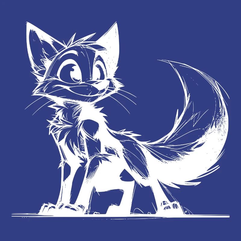 Smiling cunning fox stroke Drawing