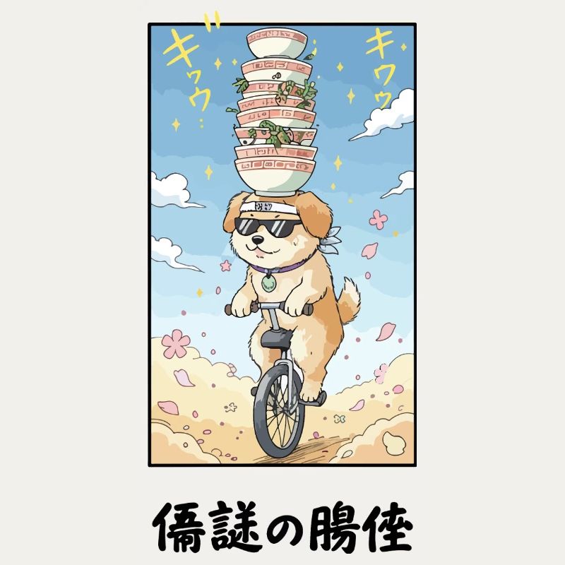 Noodle Stack Pup auf Einrad