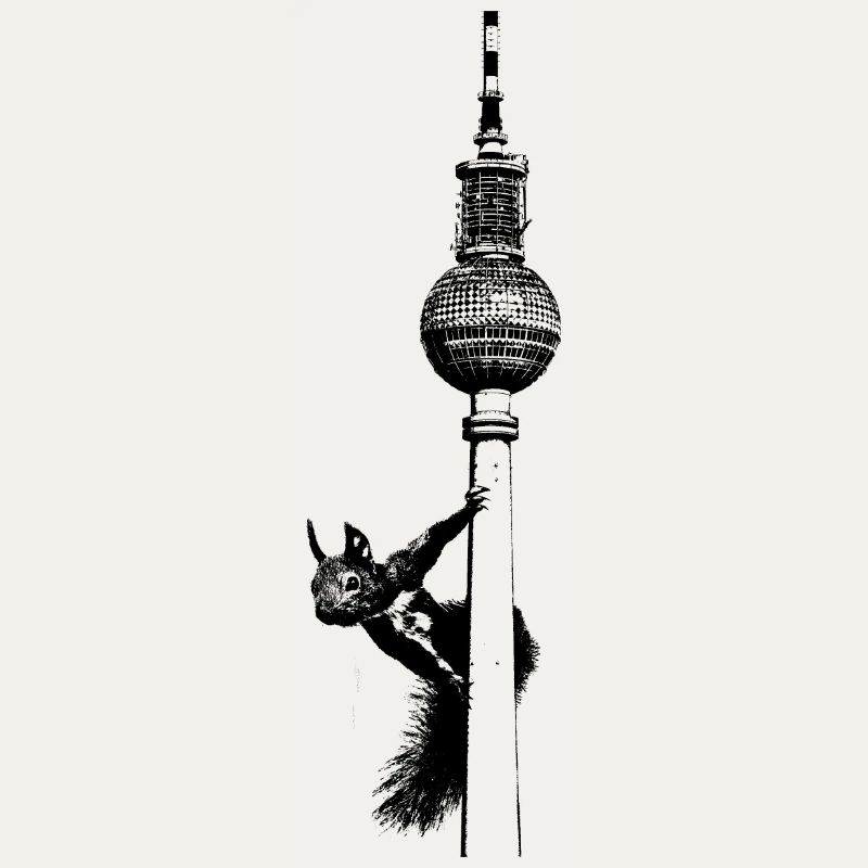 Fernsehturm Berlin mit Eichhörnchen / Grafik