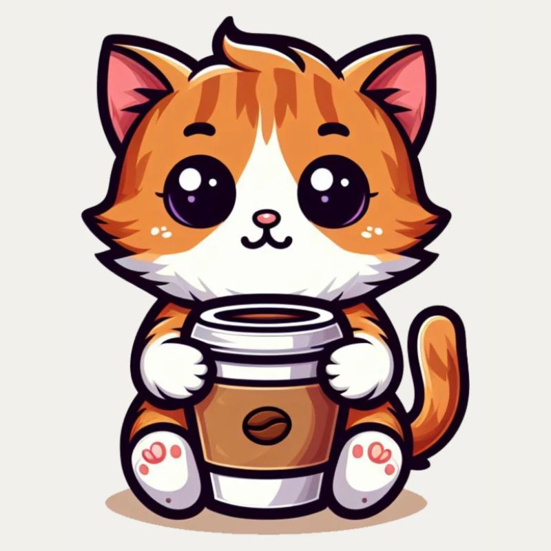 Katze mit Kaffeebecher 3