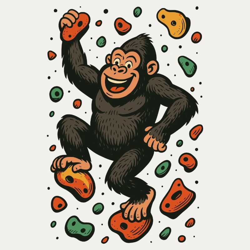 Bouldering Gorilla Monkey Climbing Retro Gift