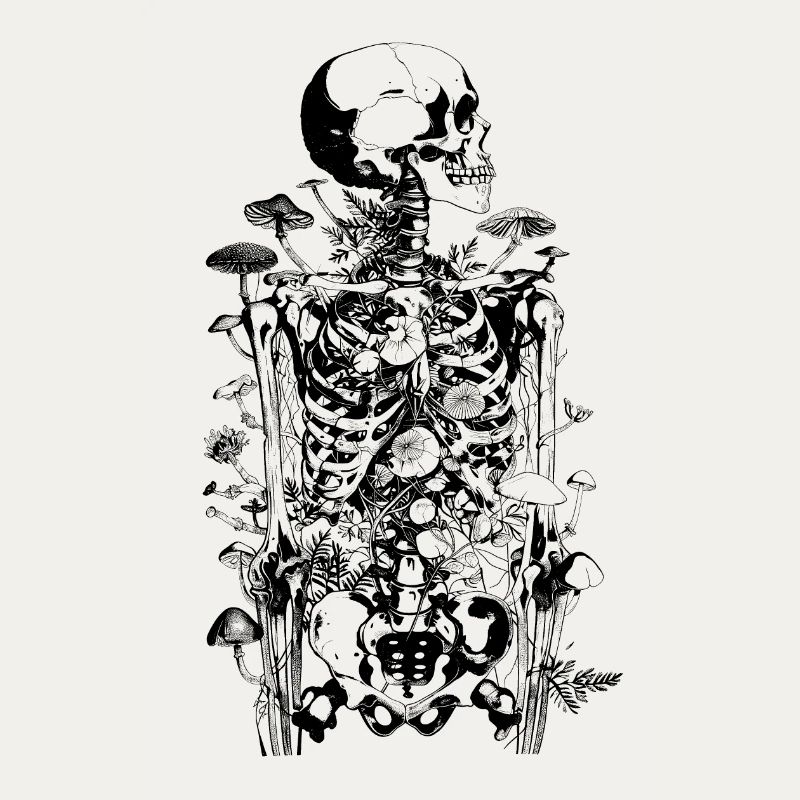 Morbid Horror Mushroom Skeleton - Happy Halloween