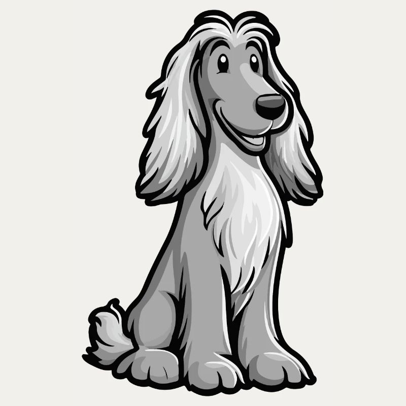 Afghan Hound Dog Comic Cute