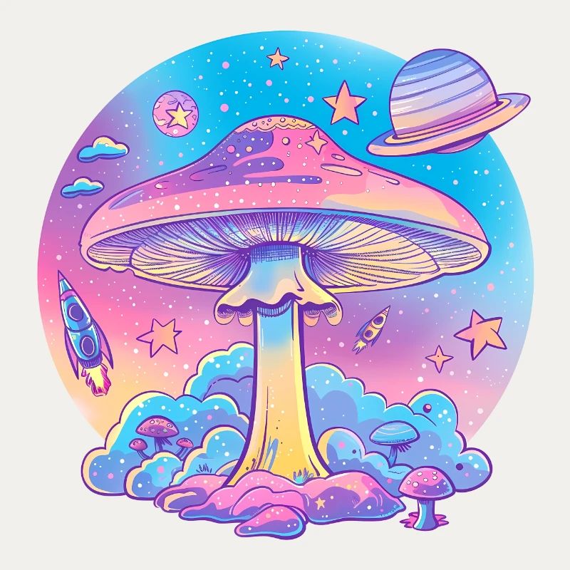 Psychedelic Mushroom Word Explosion