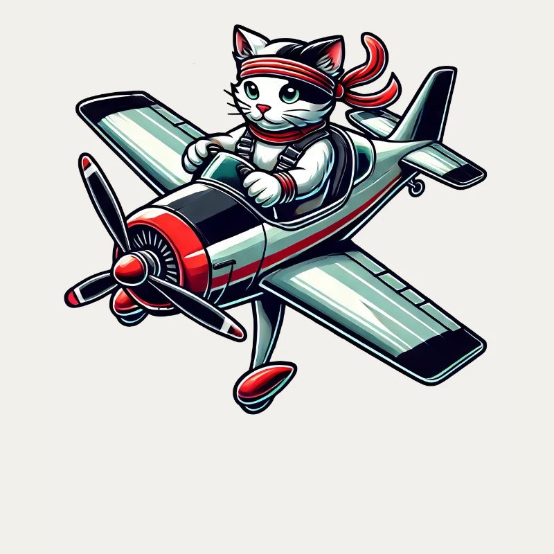 Cat Pilot Propeller Airplane Flying