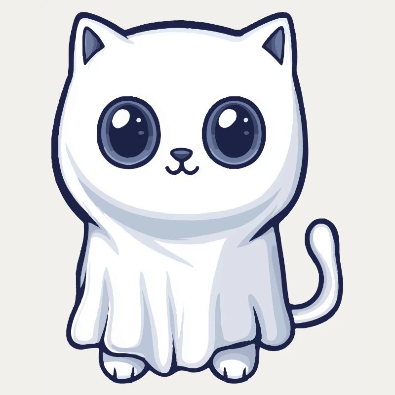 Cat Halloween Comic Ghost