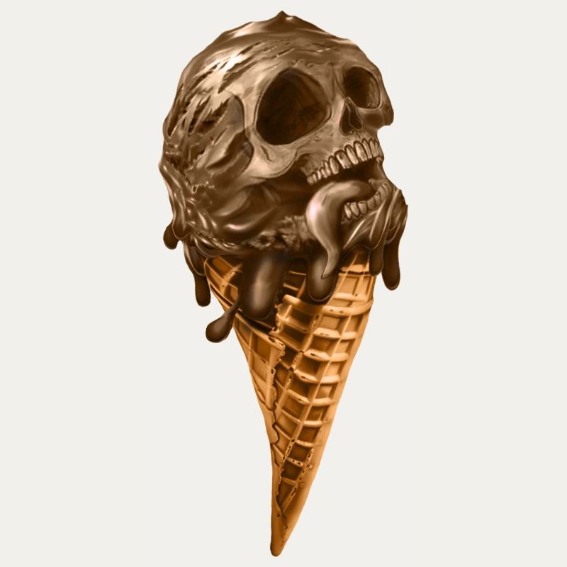 Softeis mit ätherischem Totenkopf