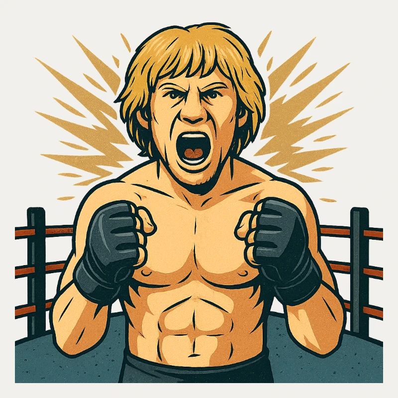 Combative boxing hero comic style