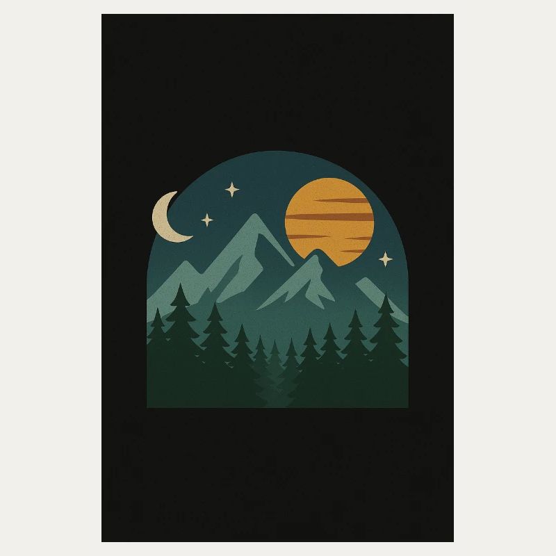 Night Mountain Landscape Illustration
