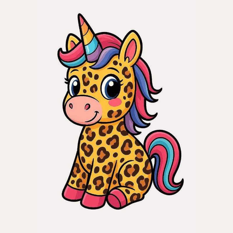 Licorne léopard - Conception de dessin animé mignon