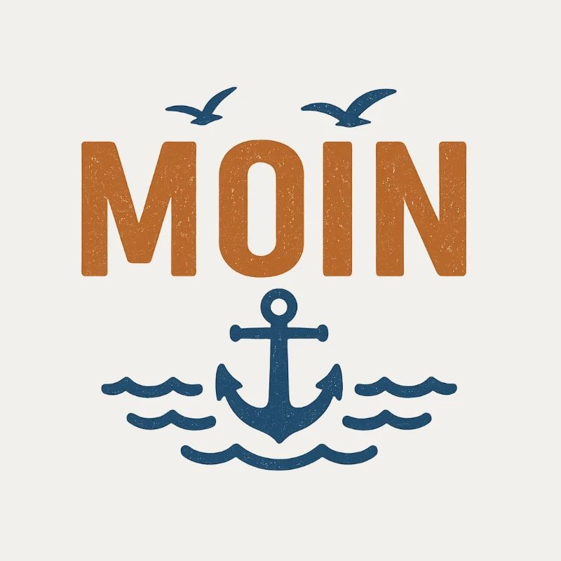 Conception de moin maritime avec ancre et oiseaux