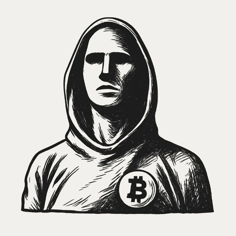 Anonymous hacker with Bitcoin logo