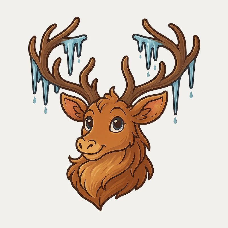 Winter deer with icicles