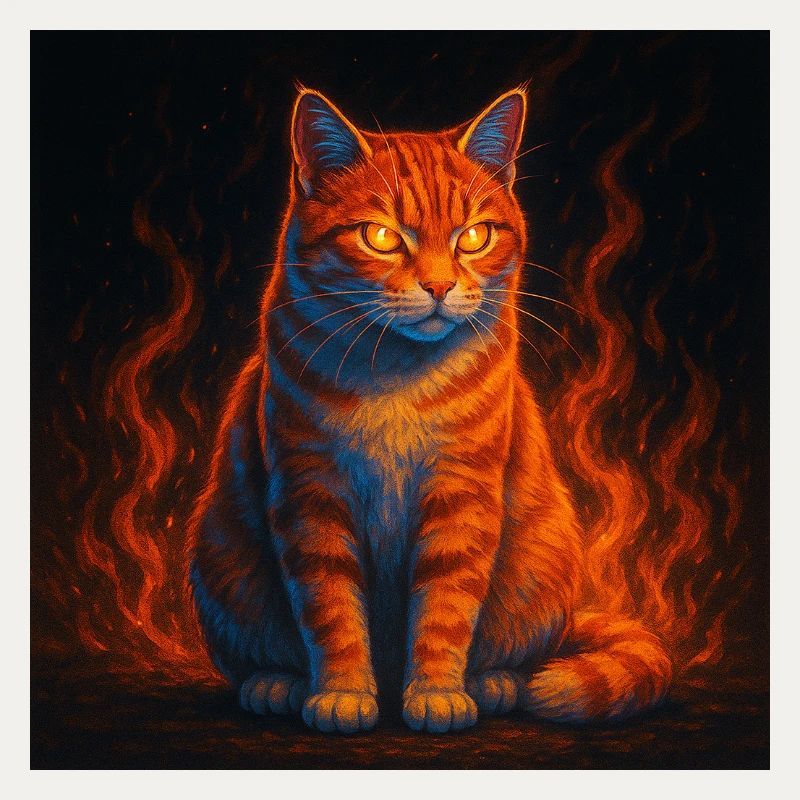 Le regard enflammé du chat de feu
