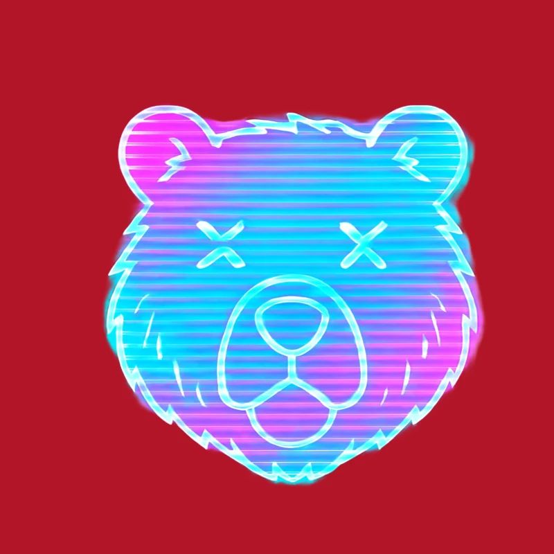Neon Bear Head Gradient