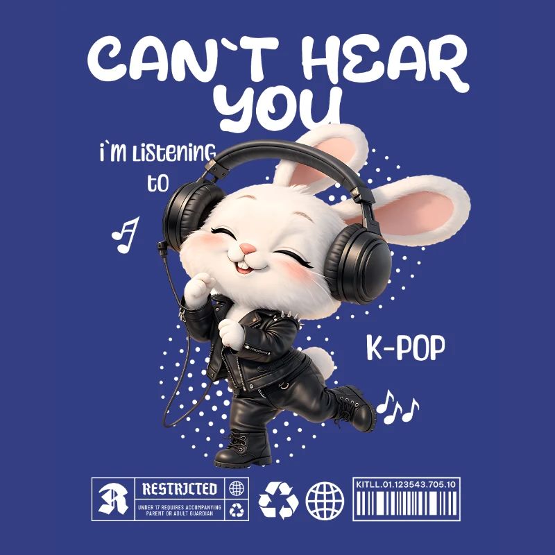 K-Pop Häschen mit Kopfhörern
