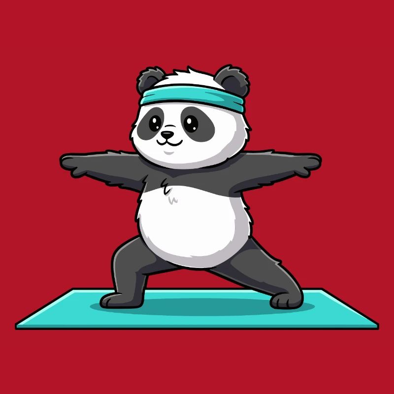 Yoga Panda Bear Doing Warrior Pose