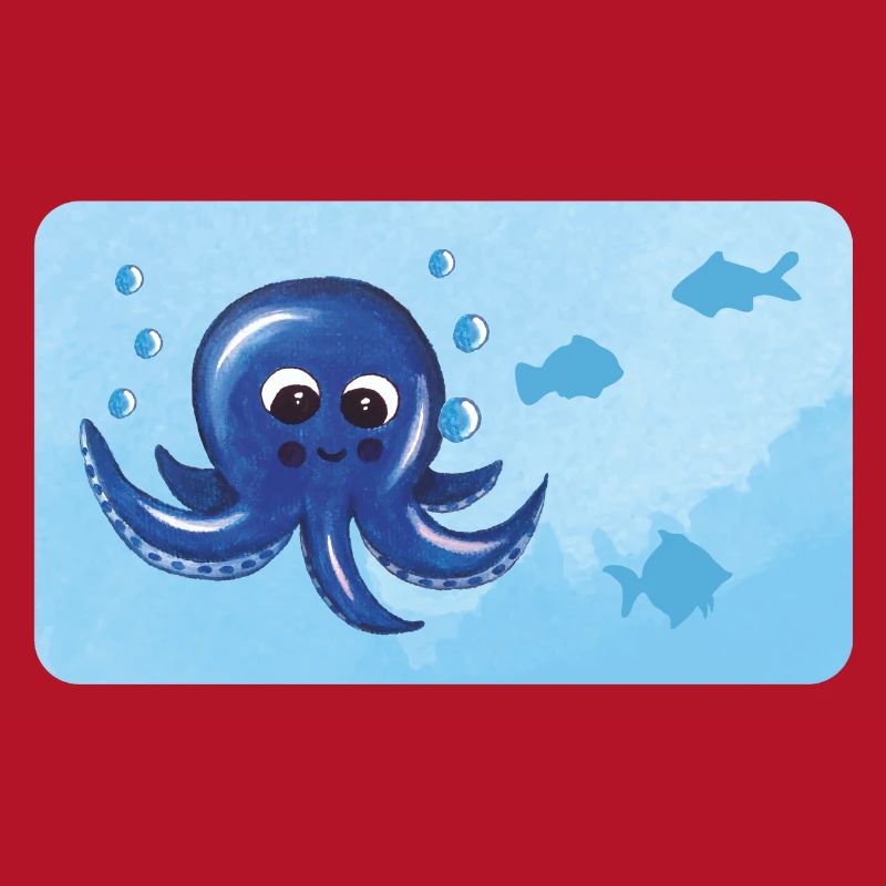 Funny octopus and fish with bubbles