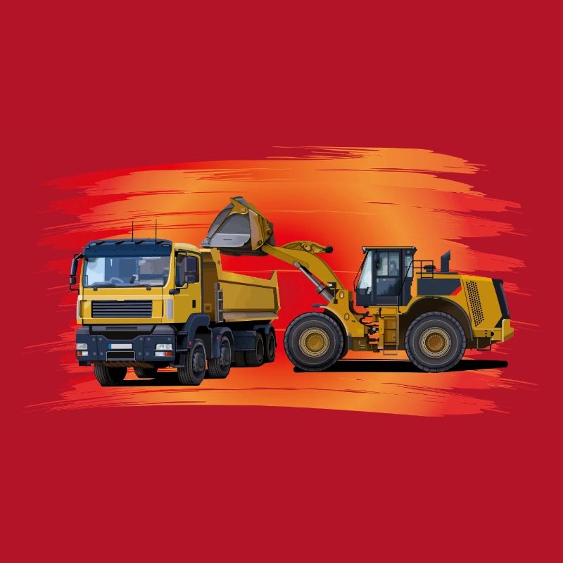 Laster und Bagger auf rot