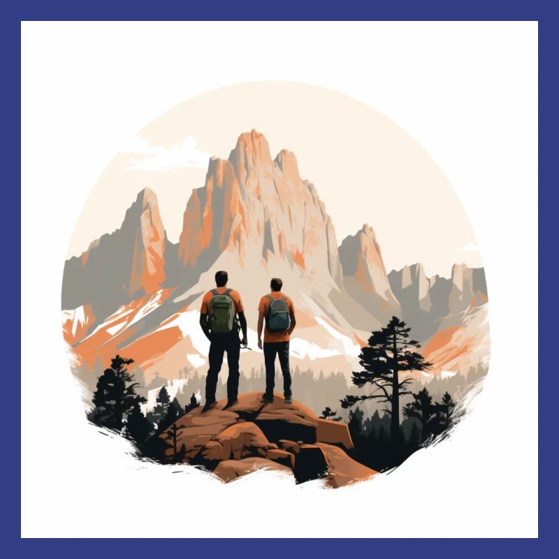 Wanderer vor Alpenlandschaft