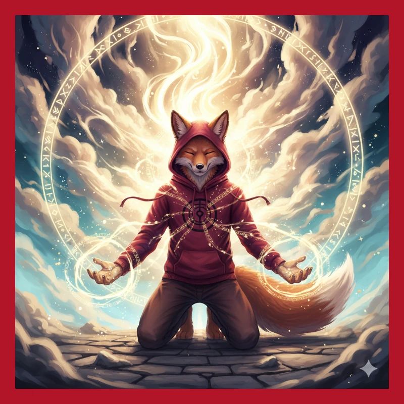 Fox in the Magic Circle Pullover Hoodie