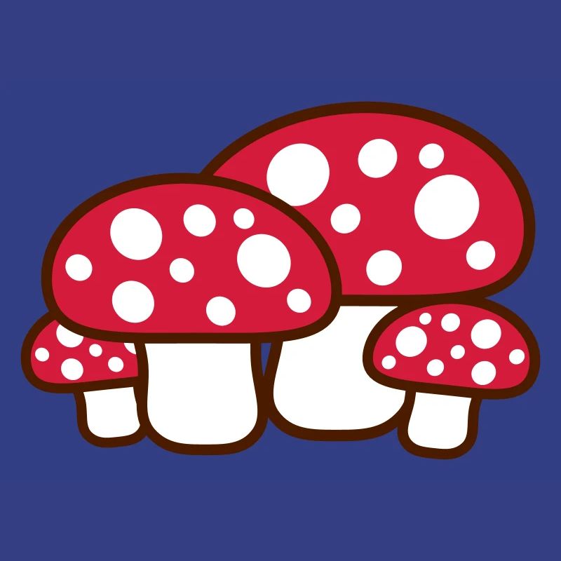 Many Mushrooms Red Dots Pattern Toadstool Fungus